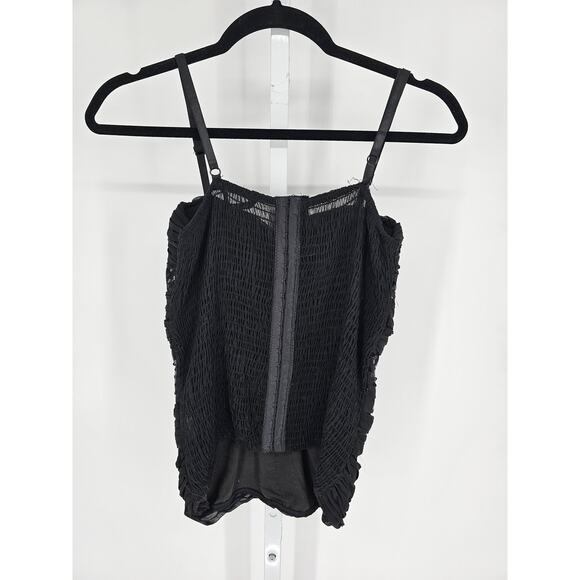 Y2K Uno Core Womens Sz S Sleeveless Ruffled Formal Top Black Sequin Bodice - Picture 5 of 5